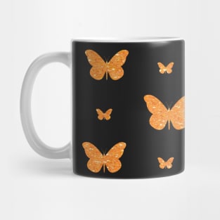 Orange Faux Glitter Butterflies Mug